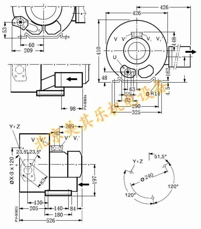2GH720/3kw雙段高壓鼓風(fēng)機(jī)cad圖